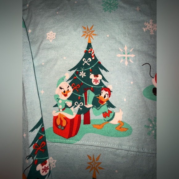 WALT DISNEY WORLD 2023 Aqua Blue Glitter Christmas Holiday Spirit Jersey Size XL - Picture 9 of 10
